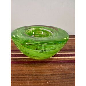 Kosta Boda Votive Green Glass Swirl